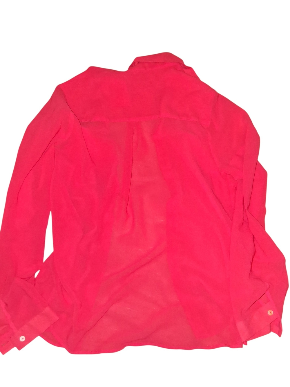 Neon Pink Sheer Button-Up Blouse - Picture 2 of 4